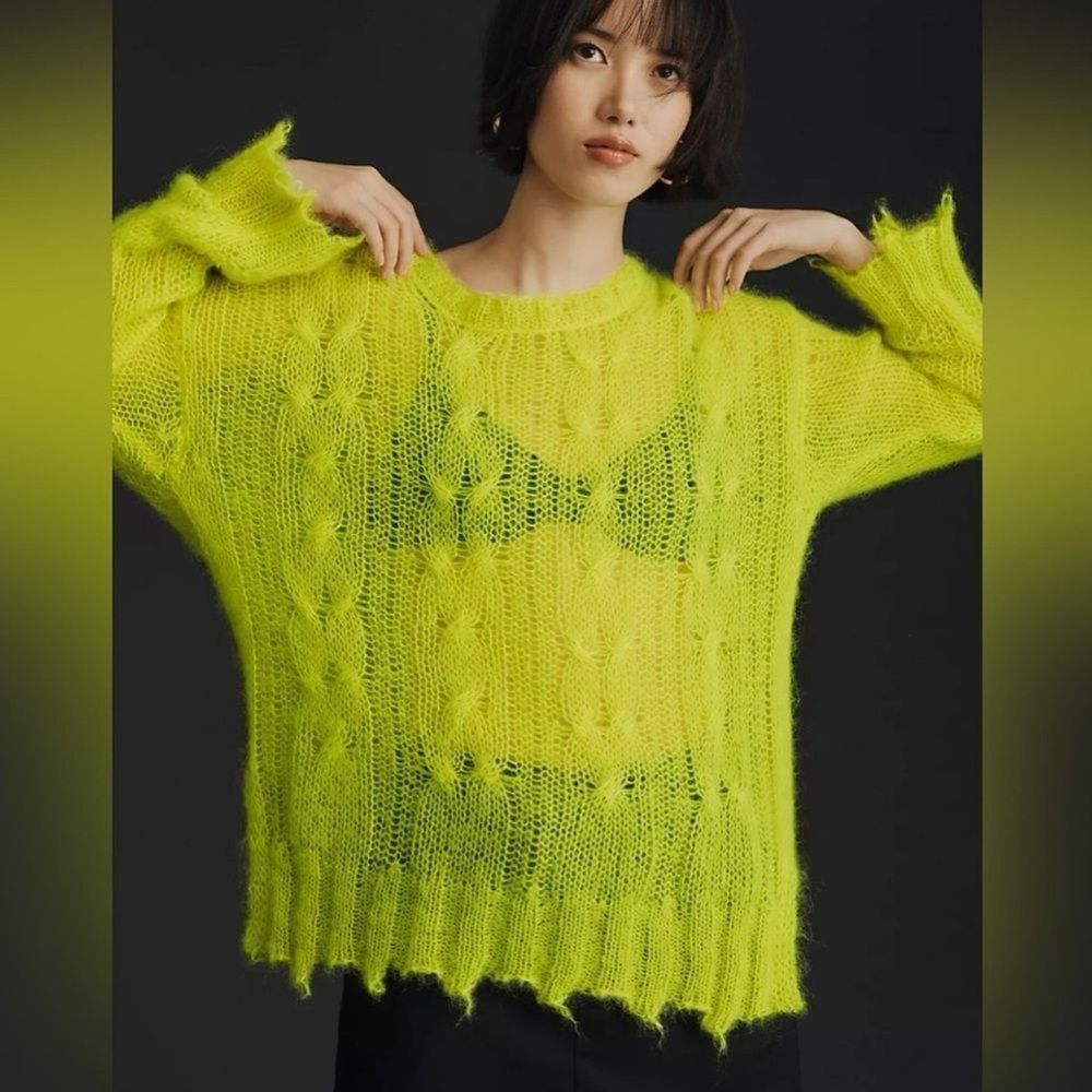Anthropologie Posey Stitchy Distressed Sweater Size XS
